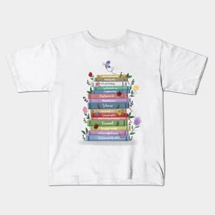 Book Stack & Flowers Kids T-Shirt